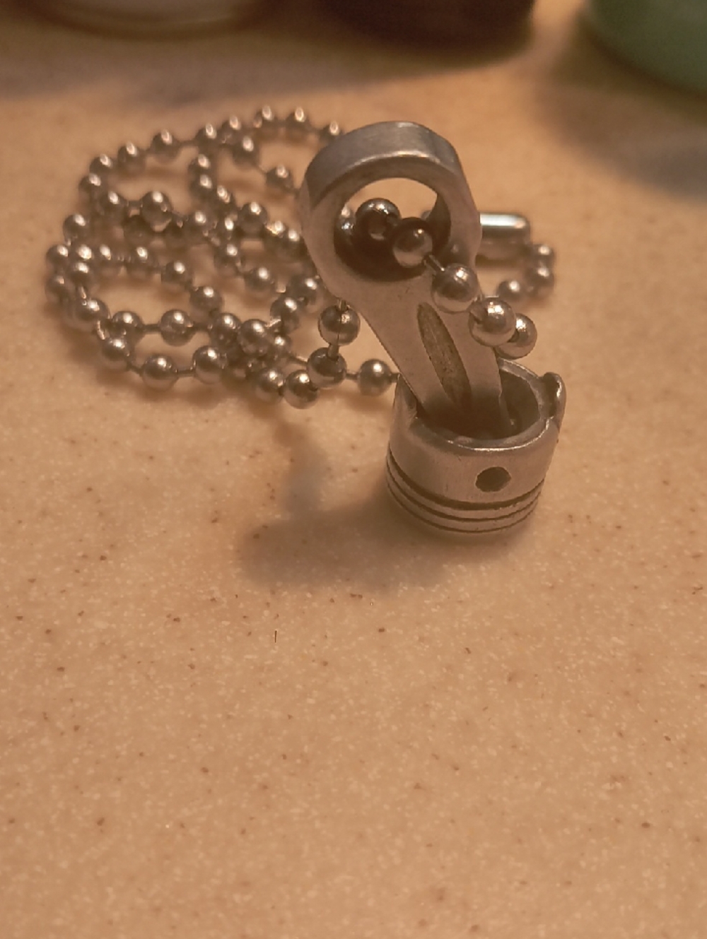 Silver Piston Pendant Necklace - Men's Industrial Chain